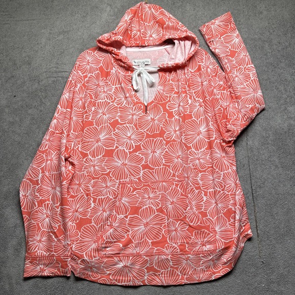 Koolaburra by UGG Women's Orange Floral Print Pullover Hoodie‎ Sweatshirt L - Picture 2 of 9